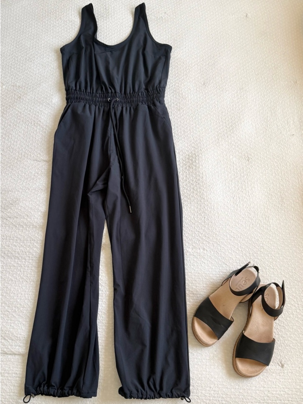 Abercrombie & Fitch Black Sleeveless Drawstring Waist Jumpsuit